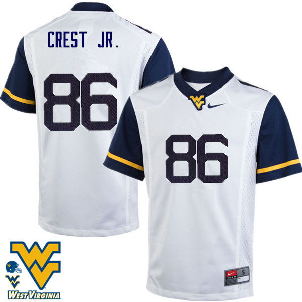 Men #86 William Crest Jr. West Virginia Mountaineers College Football Jerseys-White - Click Image to Close